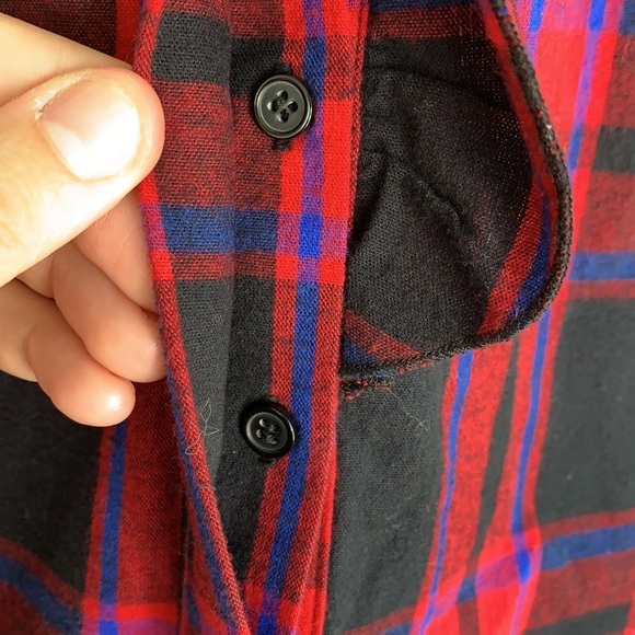 Maje Plaid Jacquard Wrap Red Asymmetrical Long Sleeve Dress L - Picture 5 of 14